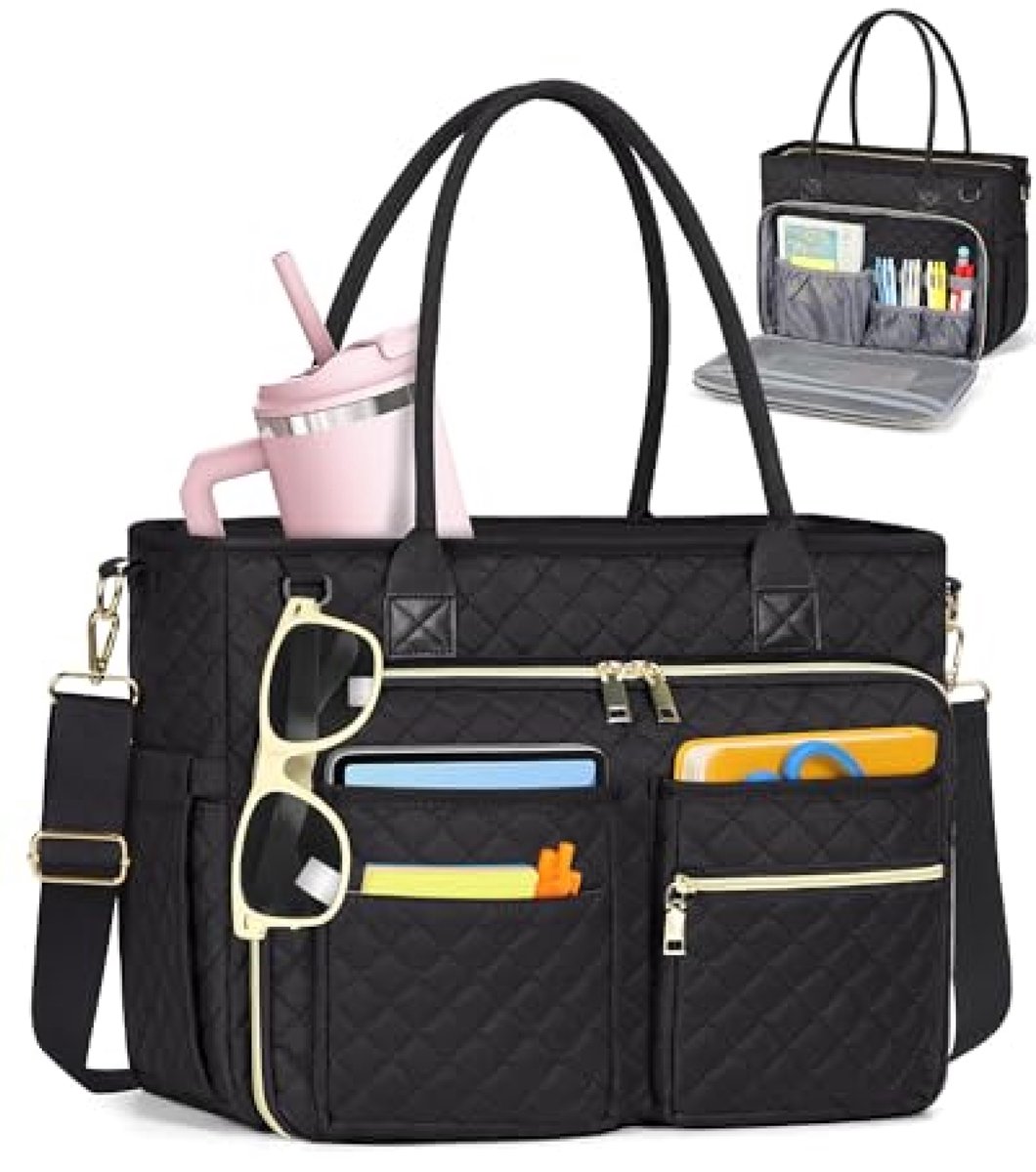 Grote Laptoptas voor Dames - 15.6 inch - Messenger Aktetas met Geïsoleerde Zak - Donkergroen