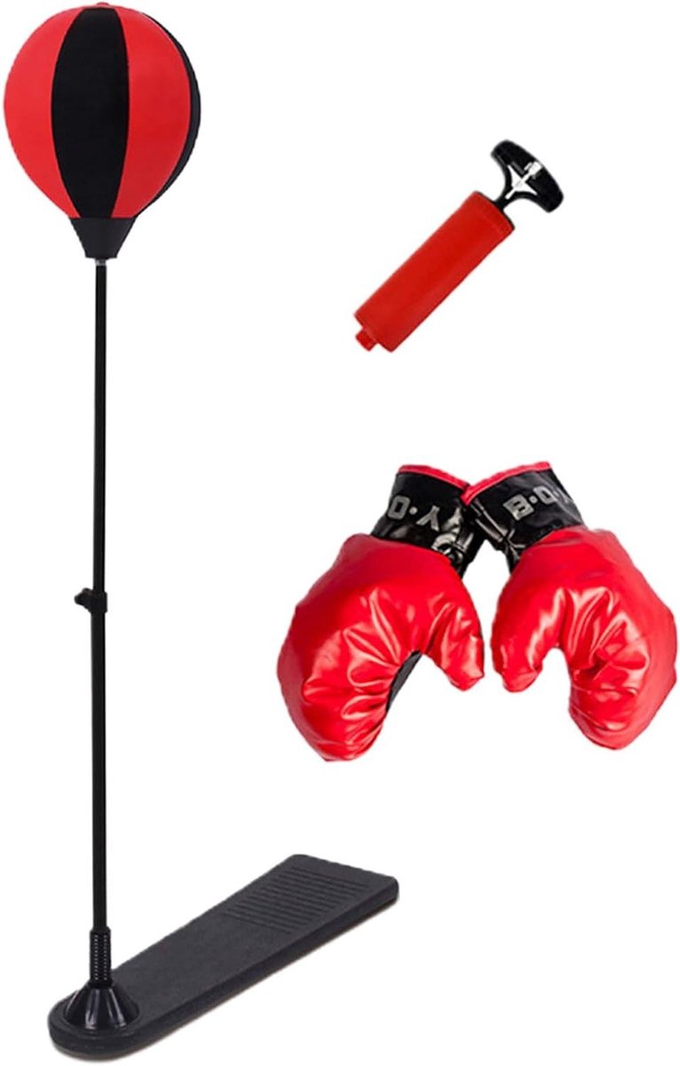 Kinder Bokszak - Boksset Kinderen - Energie Vrijmaken - Hoogte Verstelbaar - 106 cm - Rood