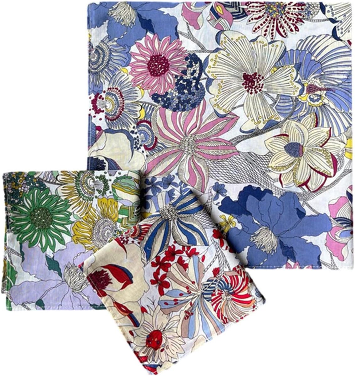 Polyester Zakdoeken - Bloemenprint Hankies - Dagelijks Gebruik - Wasbaar Herbruikbaar - 45x45cm - Veelkleurig