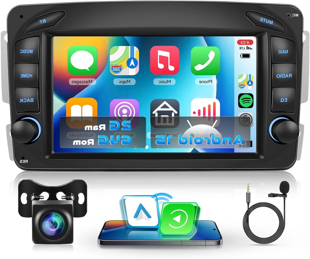Autoradio Android - Auto Multimedia - Navigatie Muziek - Draadloos CarPlay - 7 Inch HD - Zwart