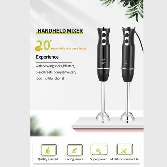 Hand Blender Set - Staafmixer Keukenmixer - Maaltijden Bereiden - 4-in-1 Accessoires - 400W - Zilver — afbeelding 3