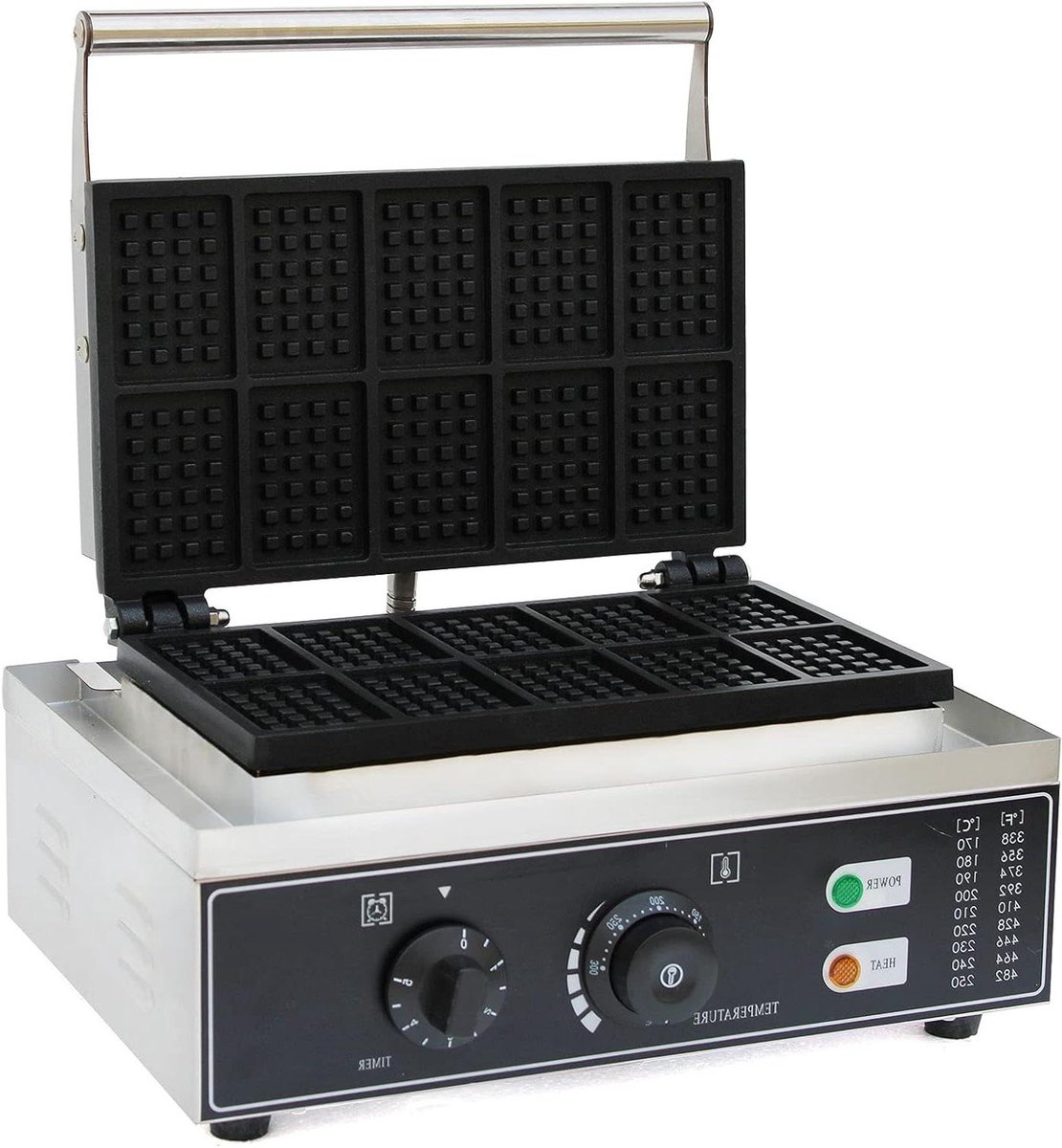 Wafelijzer Dubbel Belgische Wafels Snel Wafels Bakken 1500 Watt Kracht 10 Wafels Zilver