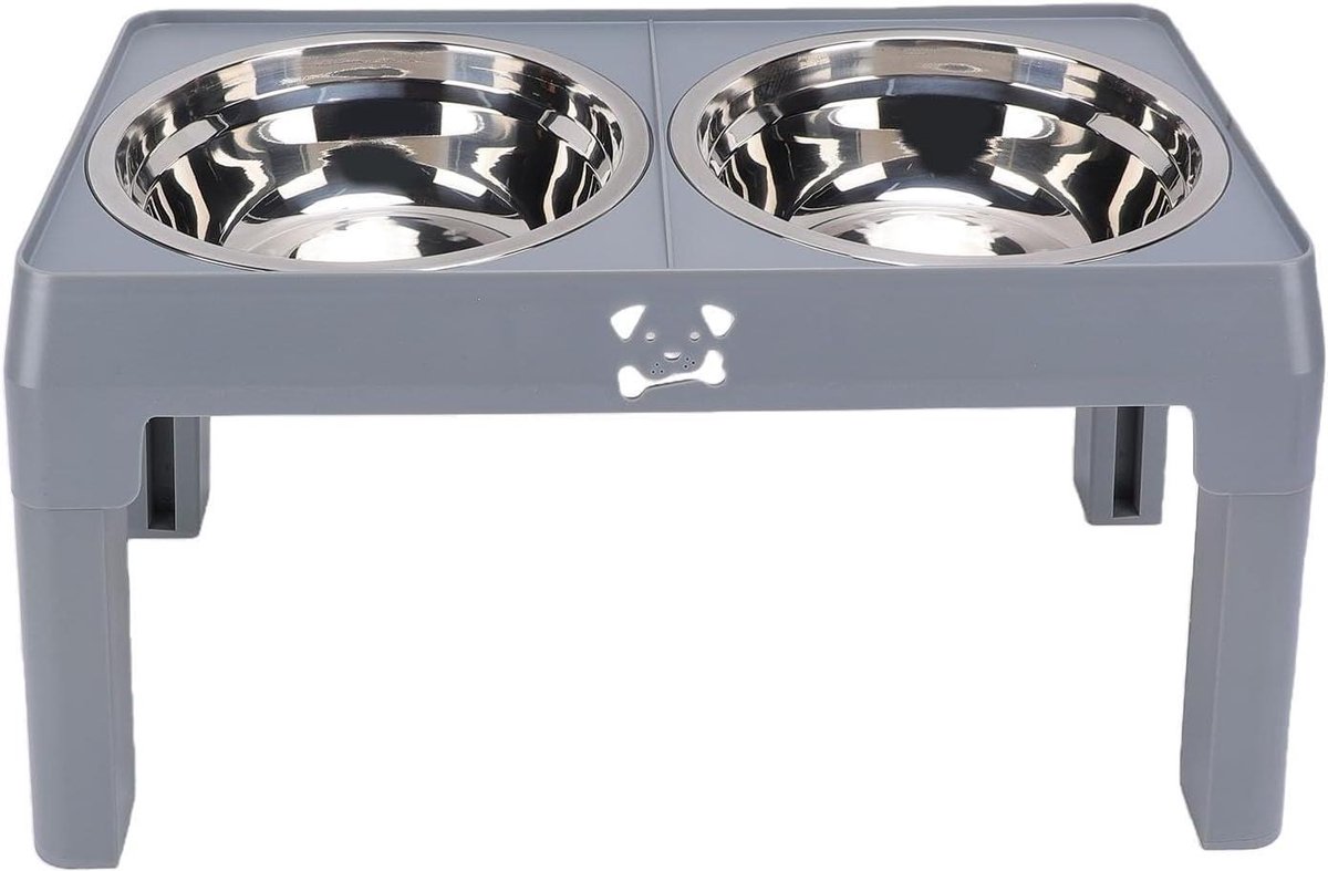 Verhoogde Hondenbak - Voerbak Hond - Comfortabel Eten - Hoogte Verstelbaar - 44.5 x 25 x 9.5 cm - Zwart