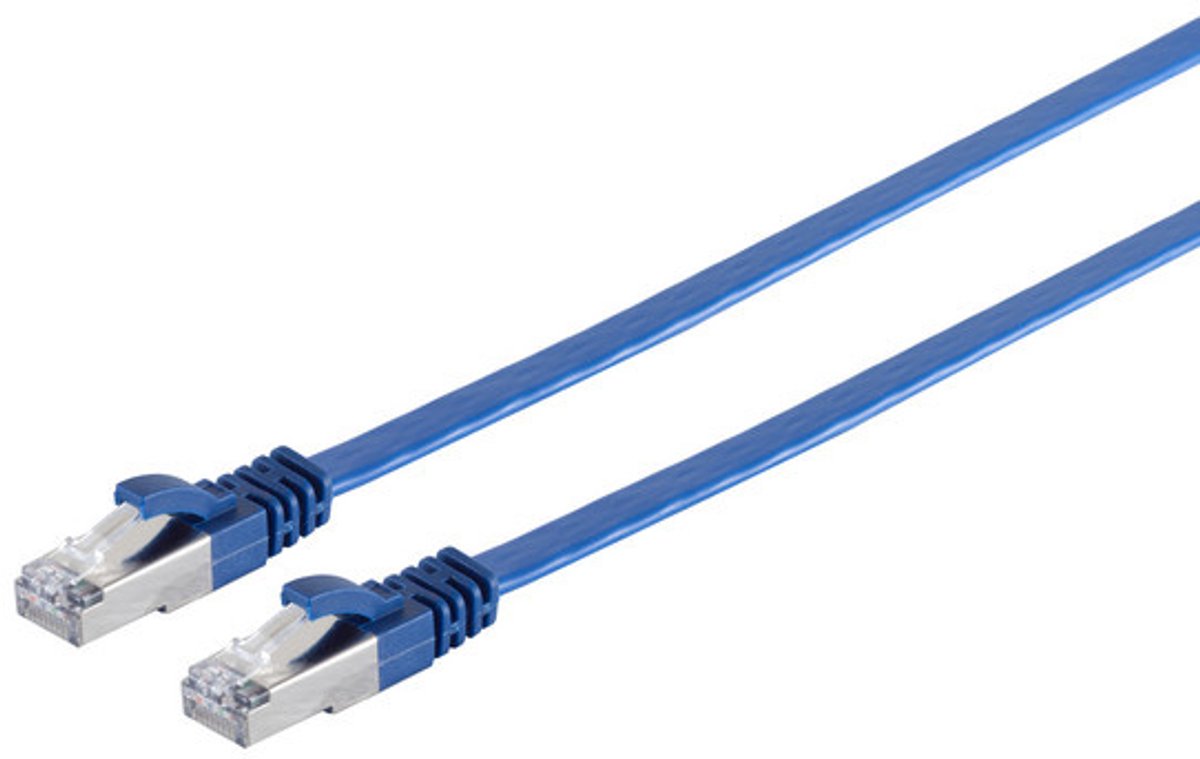 RJ45 Flachkabel m. CAT 7 Rohkabel slim blau 7,5m