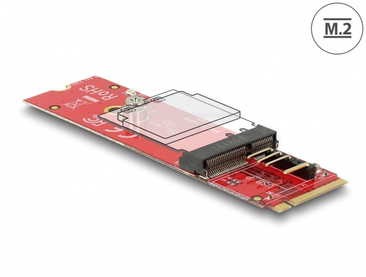 Converter M.2 Key M Man> M.2 Key E Slot voor USB- en PCIe -modules