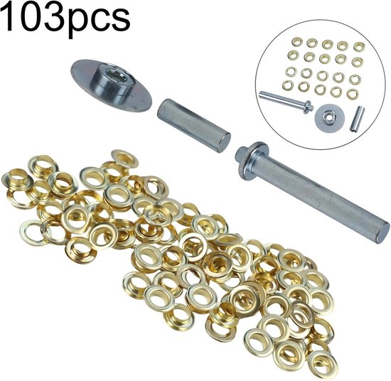 Reparatieset Tarp - Tent Oogjes - Buitenuitrusting Herstellen - Messing Materiaal - 103 Delen - Goudkleurig — afbeelding 4