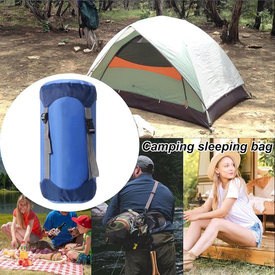 Slaapzak Opbergzak - Compressie Tas - Kamperen Backpacken - Spatwaterdicht Scheurbestendig - XL Blauw — afbeelding 3