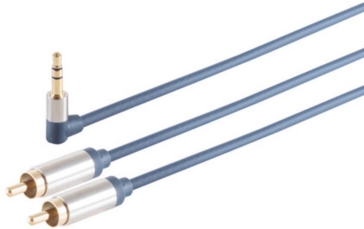 Stereo Tulp (m) - 3,5mm Stereo Jack Haaks (m) Kabel - Verguld - Premium 1,5 meter - Blauw