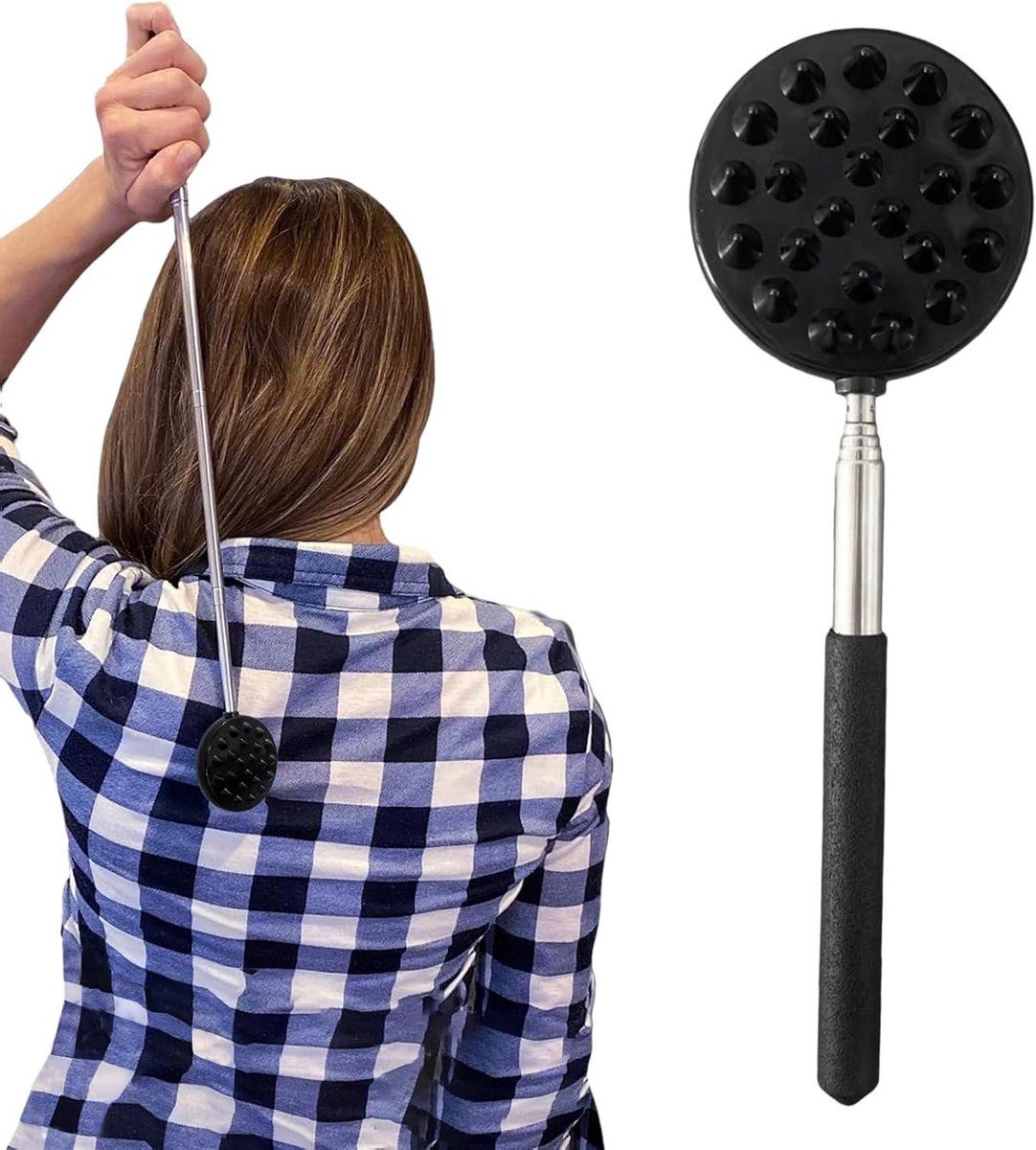 Uittrekbare Rugkrabbers - Krabhulp Volwassenen - Dagelijkse Ontspanning - Tweezijdige Massagetop - Tot 64 cm - Zwart