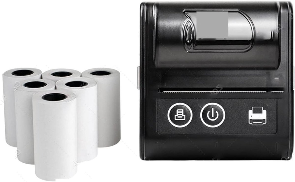 Mini Printer - Draagbare Bon Printer - Labels Printen - Directe Thermische Techniek - 58mm Papierbreedte - Zwart