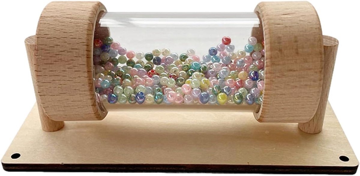 Regenmaker Speelgoed - Sensorisch Muziek - Auditieve Stimulatie - Houten Constructie - 17.7 x 12 x 10.4 cm - Multicolor