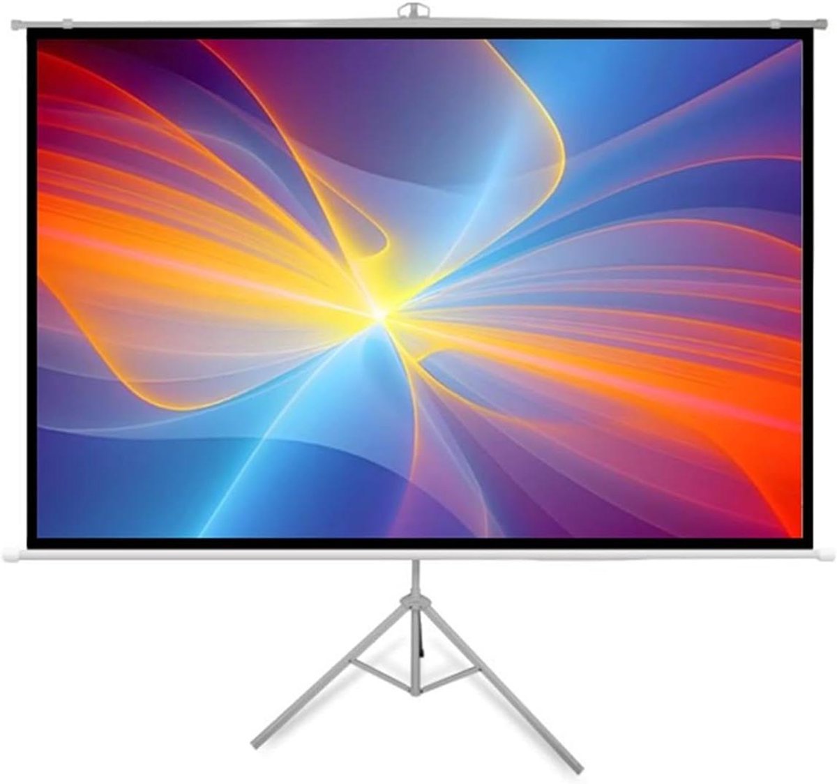 Projectiescherm met Statief - Oprolbaar Scherm - Thuisbioscoop Genieten - Ultrabrede Kijkhoek - 72 Inch - Wit