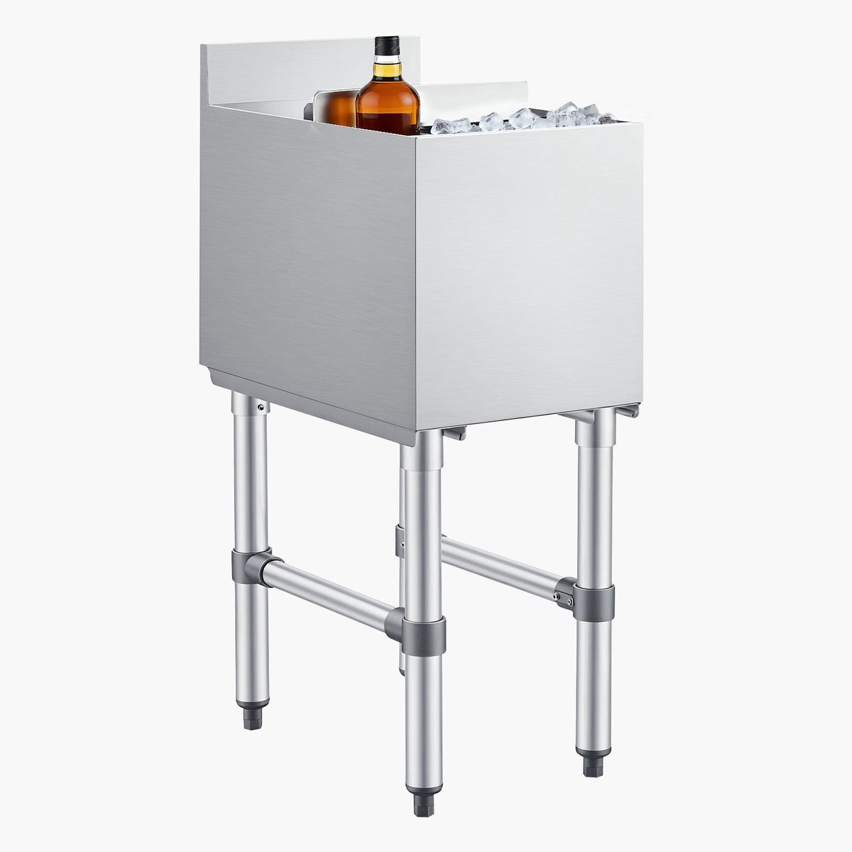 IJscontainer - Commerciële IJsbox 28 L - Vrijstaand - Met Schuifdeksel - Met Rek en 2 Verwijderbare Flessenhouders - Voor IJsblokjes en Drankjes - 30,5 x 48,2 x 85 cm