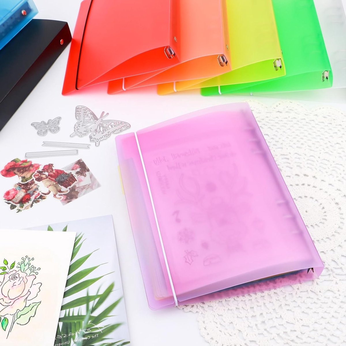 Set van 8 Stuks A5 6-Ring Binder Covers van Zacht PVC - Transparant en Matte Oppervlakte voor Herbruikbare Notitieboekjes en Stempel- en Stansopslag — cadeau in Cadeau-ideeën - foto 3