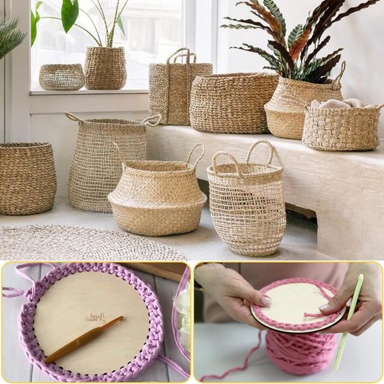 5-delige Houten Bodem voor Mandjes, 10 cm, Ideaal voor Haakmanden en DIY Creaties, Ronde Mandbodems voor Ambachtelijke Projecten — afbeelding 3