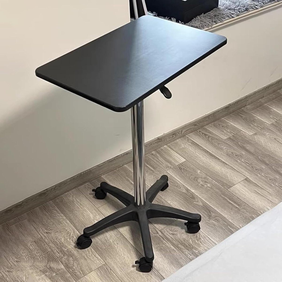 Verrijdbaar Bureau - Mobiel Werkstation - Staand Werken - In Hoogte Verstelbaar - 59-107 cm - Zwart