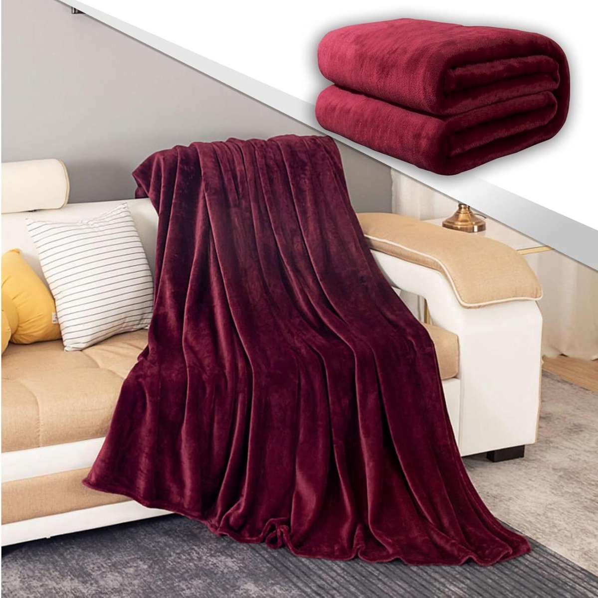 Wollige Tv-Deken - Knuffeldeken Plaid - Bank en Bed - Superzacht en Warm - 120 x 150 cm - Khaki