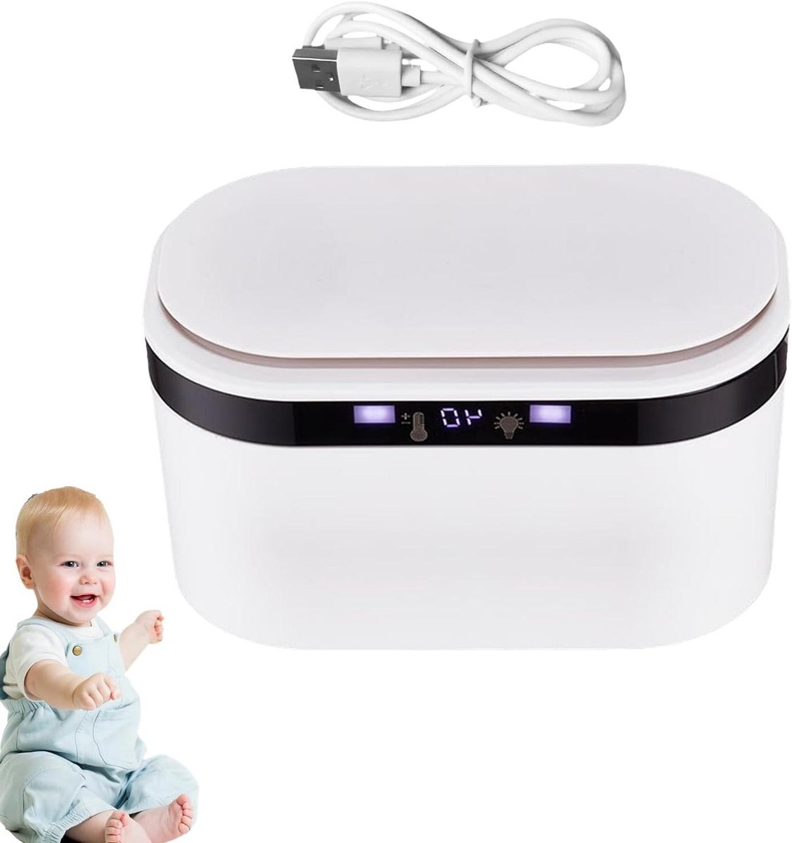Draagbare Doekjes Warmer - Wipes Warmer USB - Comfortabel Gebruik - Intelligente Temperatuurregeling - 21.5 x 14 x 11 cm
