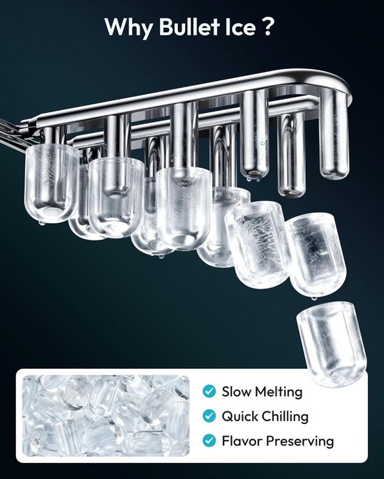 IJsblokjesmachine met handvat - IJsmaker - Snelle IJsbereiding - Zelfreinigende Functie - 118 kg per dag - Zilver — afbeelding 5