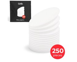 Grillx Wax Papier Hamburgerpers - 250 Stuks - Ø 11,3 - Waxpapiertjes Hamburger - Vetvrij Papier