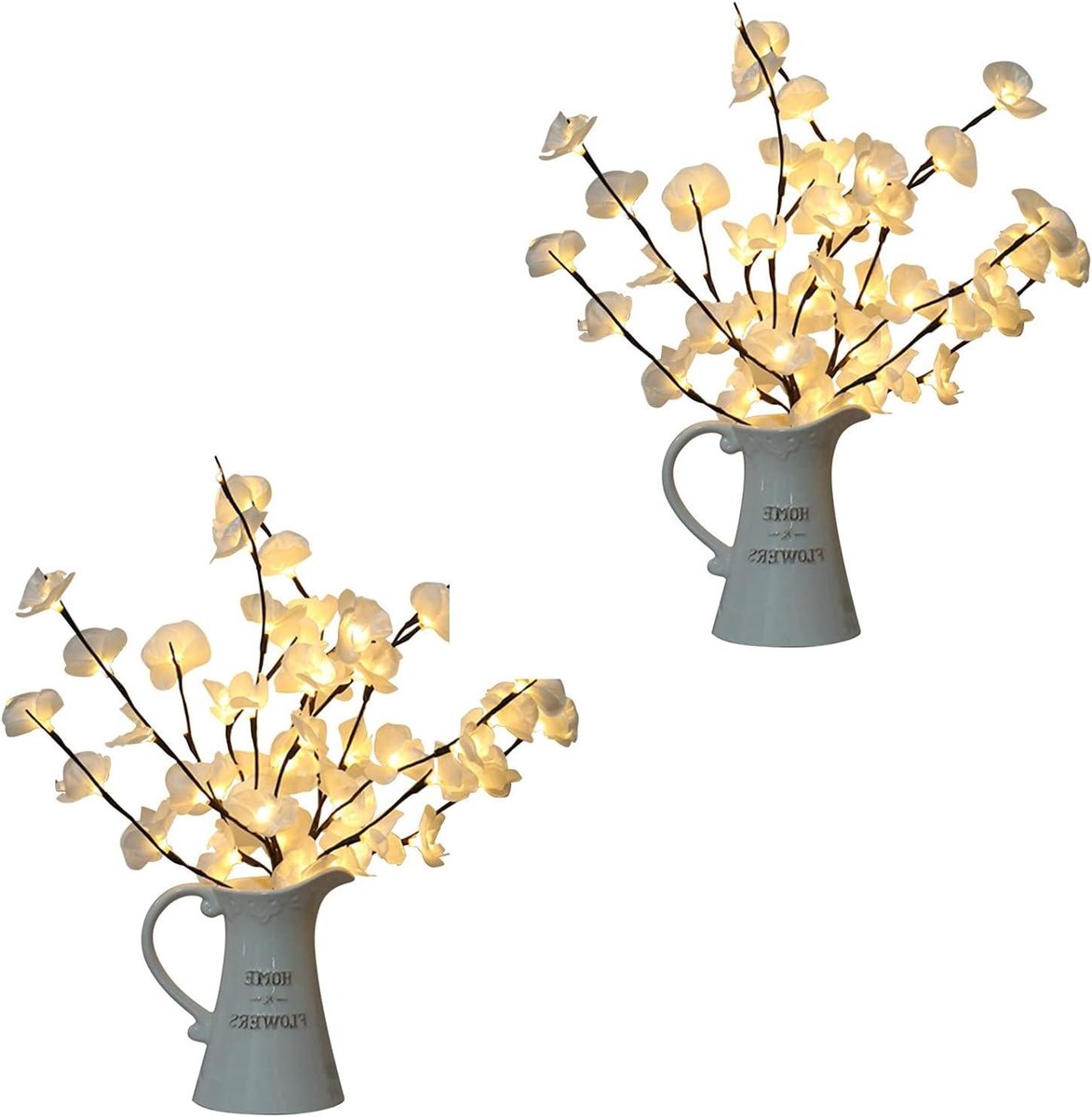 Decoratieve Takken - Kunstbloemen Lichten - Huis Verfraaien - Warm Wit Licht - 2 Stuks 73c