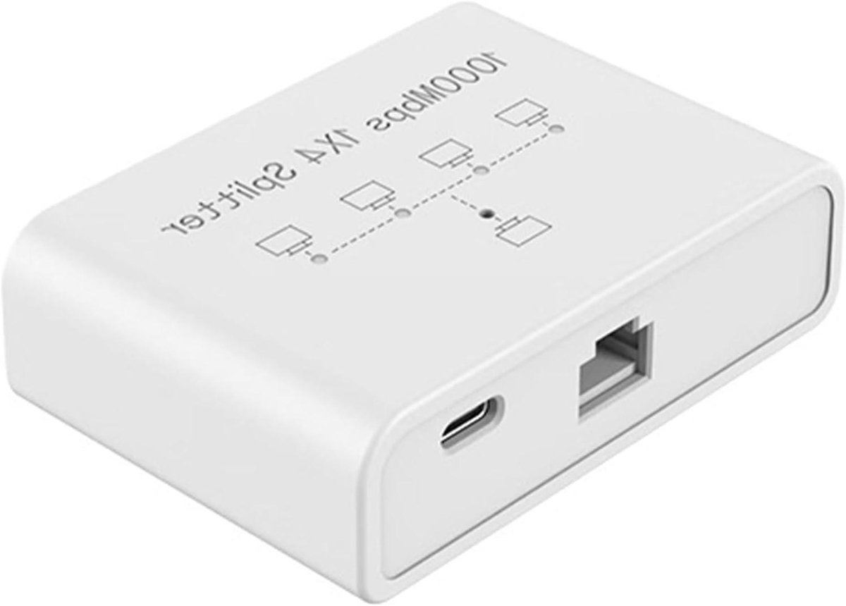 Ethernet Splitter - Netwerk Hub - Netwerk Uitbreiding - 5 RJ45 Poorten - 1000 Mbps - Zwart