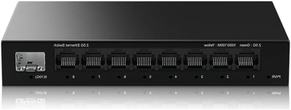 Netwerkschakelaar 8 poorten - Ethernet switch - Snelle dataoverdracht - 25 GBps snelheden - 18 x 13 x 8 cm