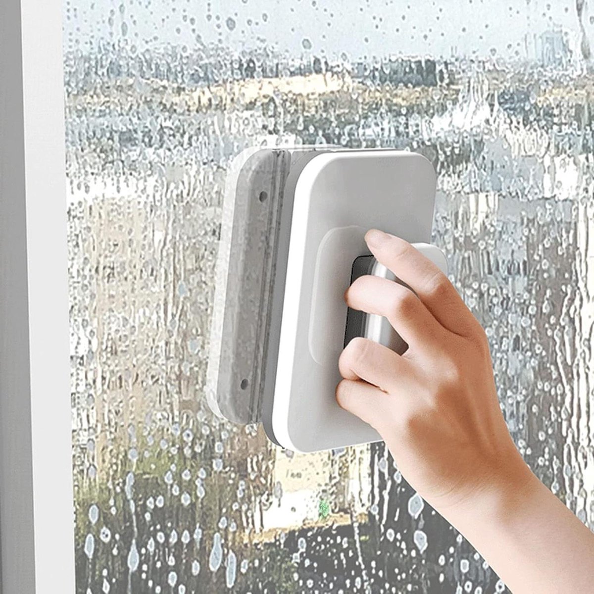 Magnetische Raamreiniger - Dubbelzijdig Glas - Ramen Zemen - Veiligheidstouw Inbegrepen - 3-10 Mm Glas - Wit