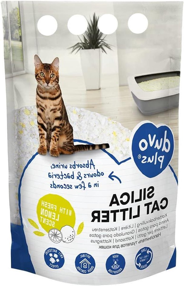 Kattenbakvulling Silica - Kalkkorrels Geur - Frisse Kattenbak - Hoge Absorptie - 5 Liter - Transparant