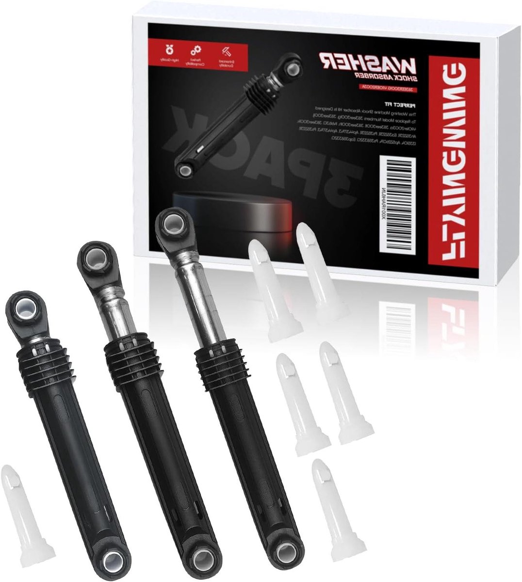 Wasmachine Schokdempers - Onderdelen Set - Stabiliteit Verhogen - Specifieke Pasvorm - 3 Stuks - Zwart