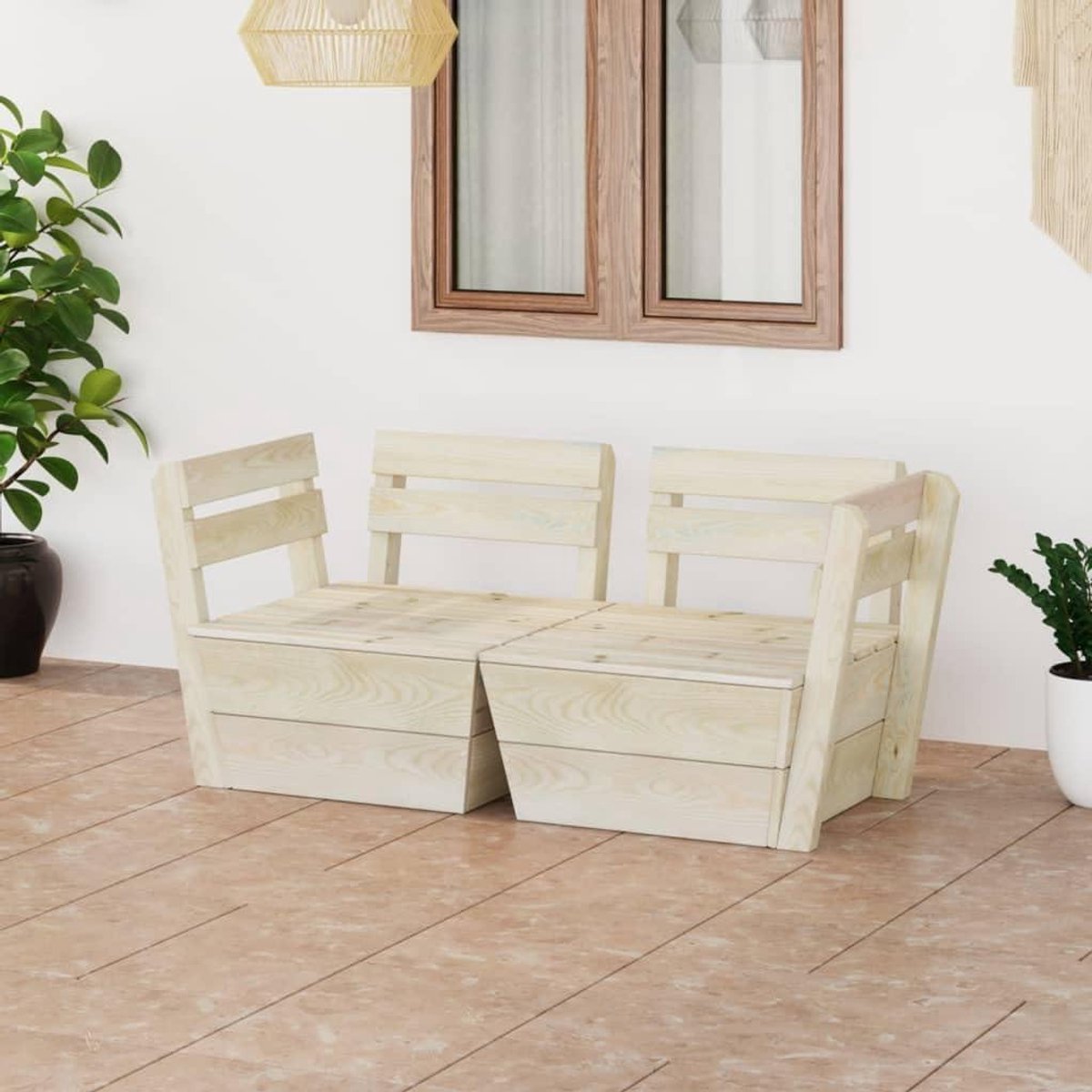 Houten Pallet Bank - Tuinbank Sofa - Buiten Ontspannen - Duurzaam Geïmpregneerd - 60x60x65 cm - Bruin