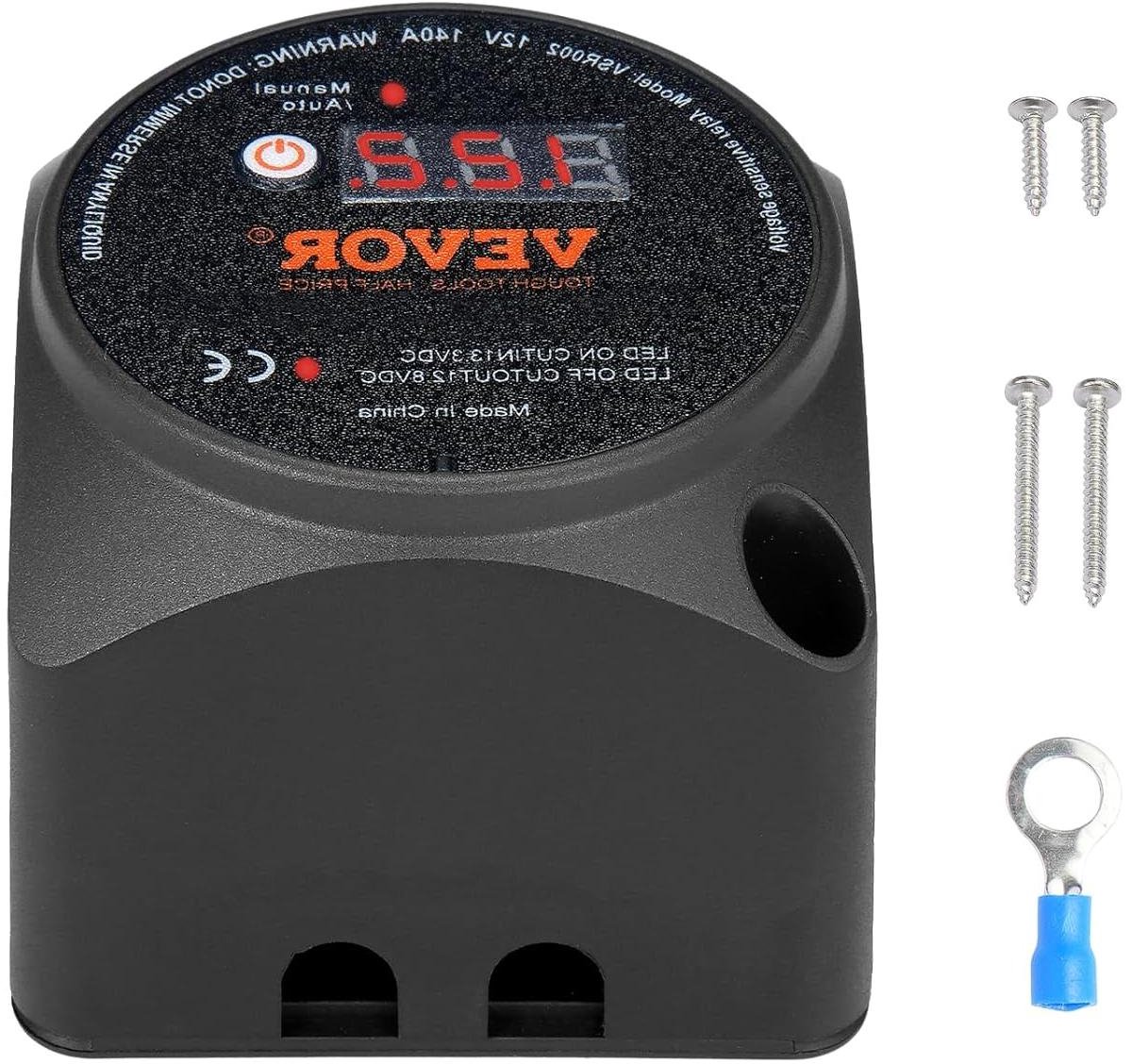 Dubbele Batterij Isolator - Spanningsrelais VSR - Energie Beheer - Automatisch & Handmatig - 140 Ampere - Zwart