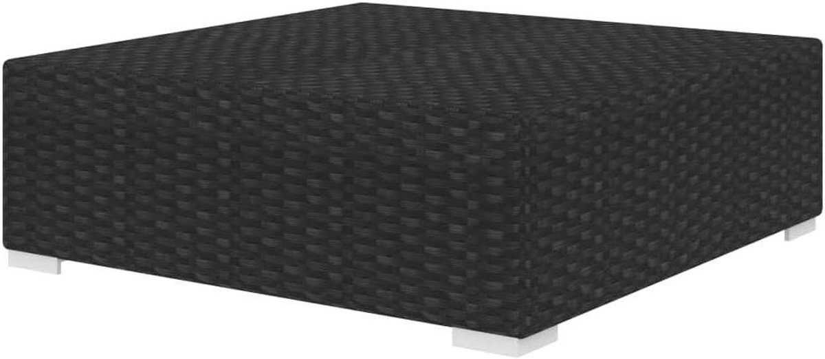 Voetenbank met Kussen - Poef Tuinmeubel - Buiten Ontspannen - Weerbestendig Poly Rattan - 70 x 70 x 26 cm