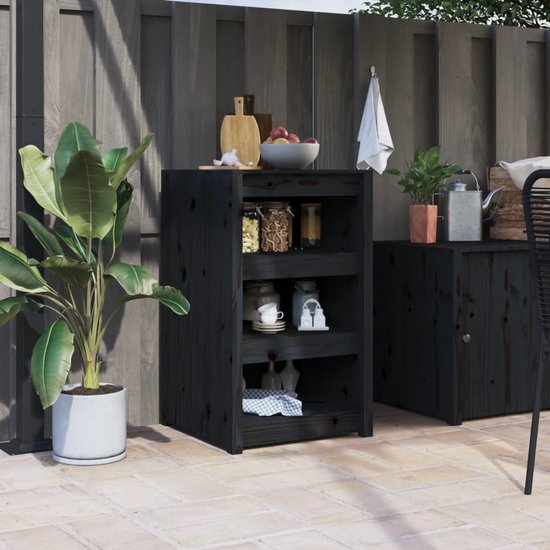 Buitenkeukenkast - Opbergkast Tuin - Buiten Koken - Modulair Ontwerp - 55x55x92 cm - Zwart — afbeelding 2
