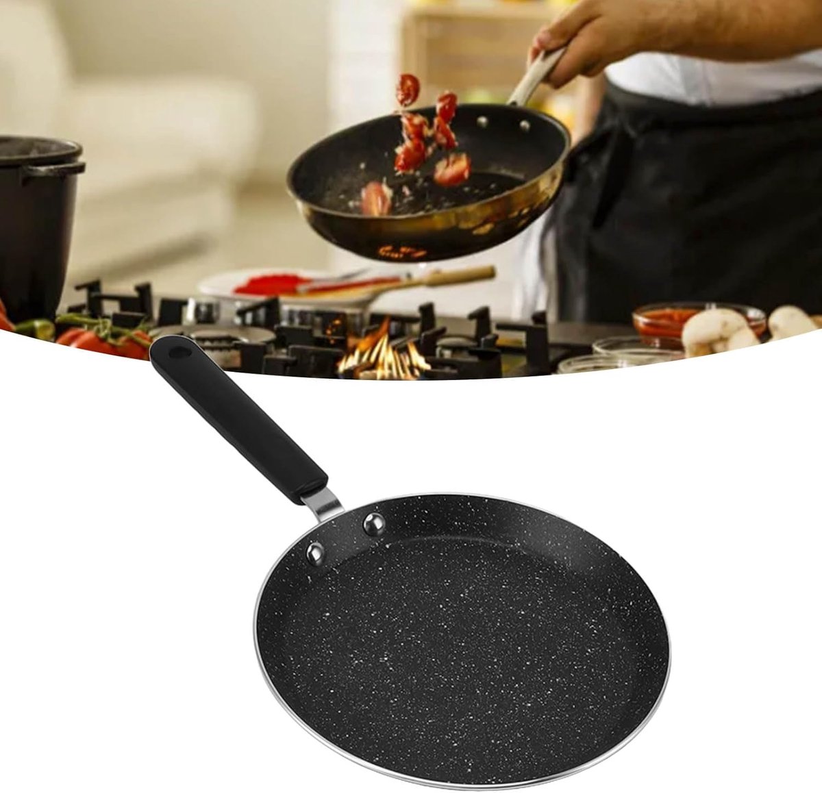 Pannenkoekenpan Bakplaat - Crêpe Maker - Ontbijt Maken - Gelijkmatige Warmte - 15 cm - Zwart