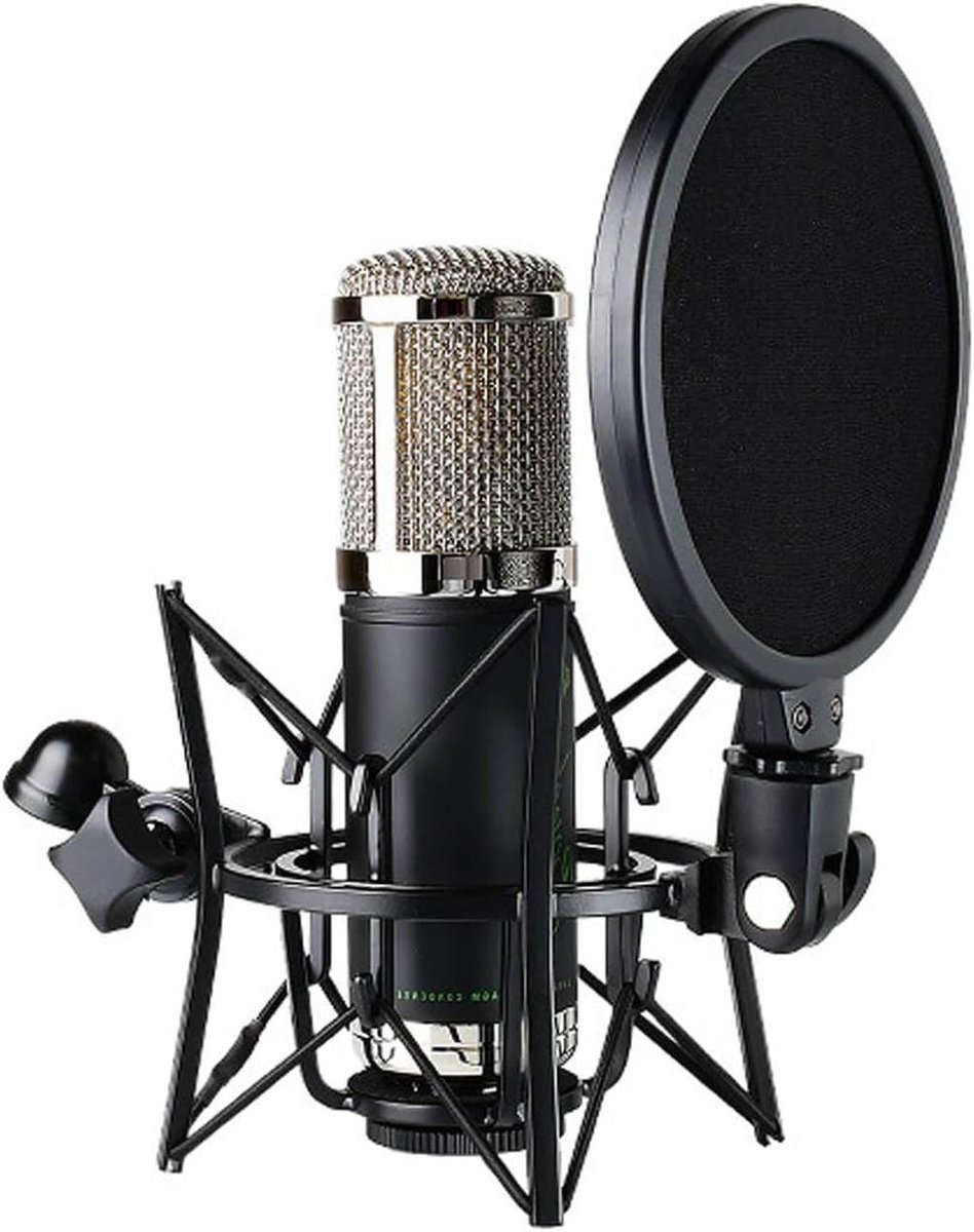 Condensatormicrofoon - Studio Microfoon - Zang Opnemen - Gedetailleerd Geluid - 18 cm - Zwart