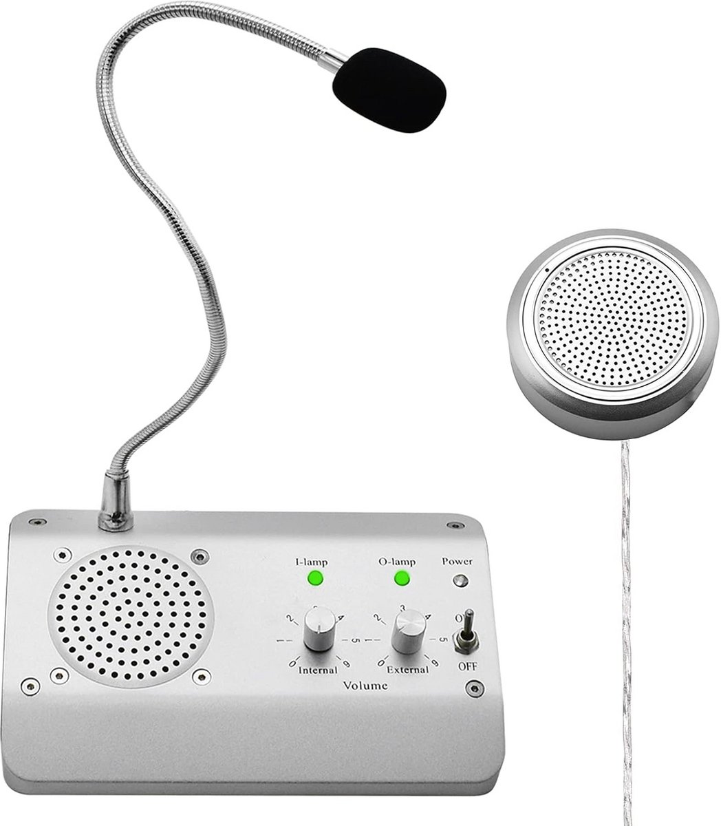 Raamluidsprekersysteem, dubbelweg-venstermicrofoon, intercom-luidspreker, intercomsysteem voor bedrijven, kantoor, school, toonbank, bank en station