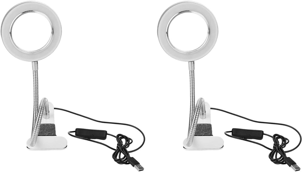 Tafel Vergrootglas Lamp - Schoonheid Lamp - Nauwkeurig Werk - 8x Vergroting - 8x - Zilver