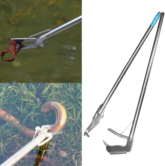 Opvouwbare Slangentang - Reptielen Grijper - Veilig Hanteren - Verstelbare Hoekkop - 120 cm Lengte - Zilver — afbeelding 3