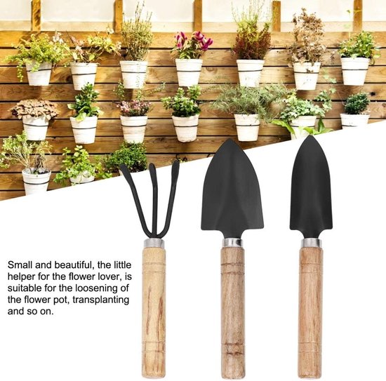 Mini Tuinset - Bloemen Gereedschap - Planten Verpotten - Metalen Constructie - 3 Delig - Metaal van MINI — afbeelding 4