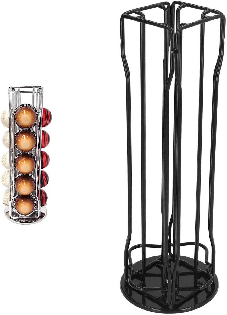 Koffie Capsule Houder - Capsule Stand - Koffie Opslag - 360 Graden Rotatie - Voor 20 Capsules - Zwart