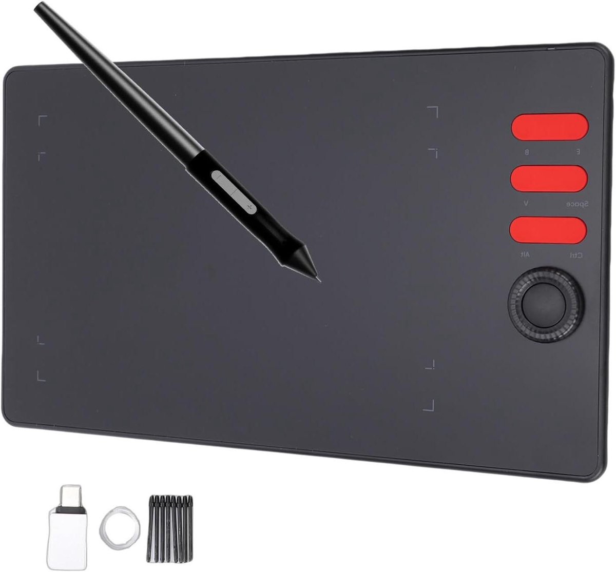 Grafisch Tekentablet - Digitale Tekenmonitor - Digitaal Tekenen - 16384 Drukniveaus - 7.68x4.80 Inch - Zwart