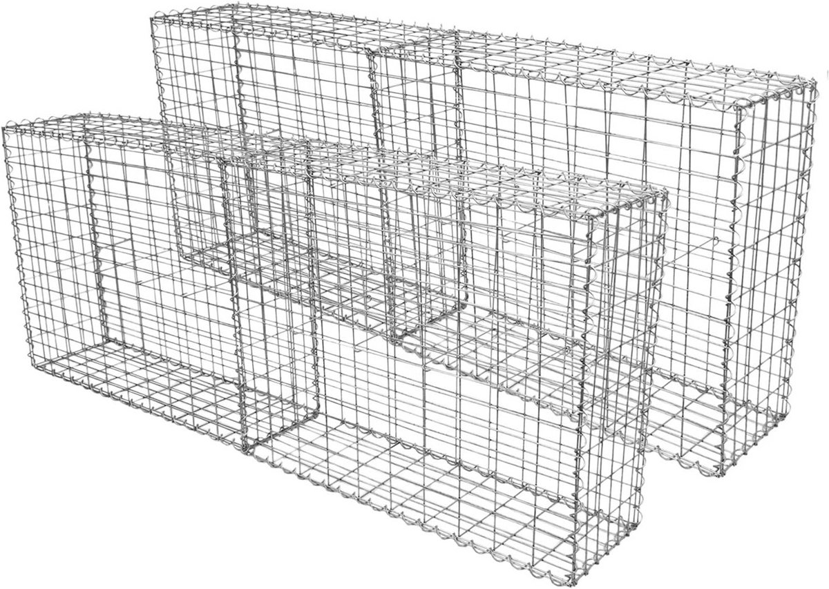 Set Schanskorf Muur - 4 Stuks Gabion Opties voor Tuinafscheiding en Decoratie