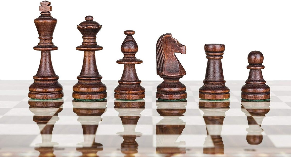 Schaakstukken Set - Houten Stukken - Strategisch Spel - Gewogen Gevilt - 9.5 cm Koning - Brons