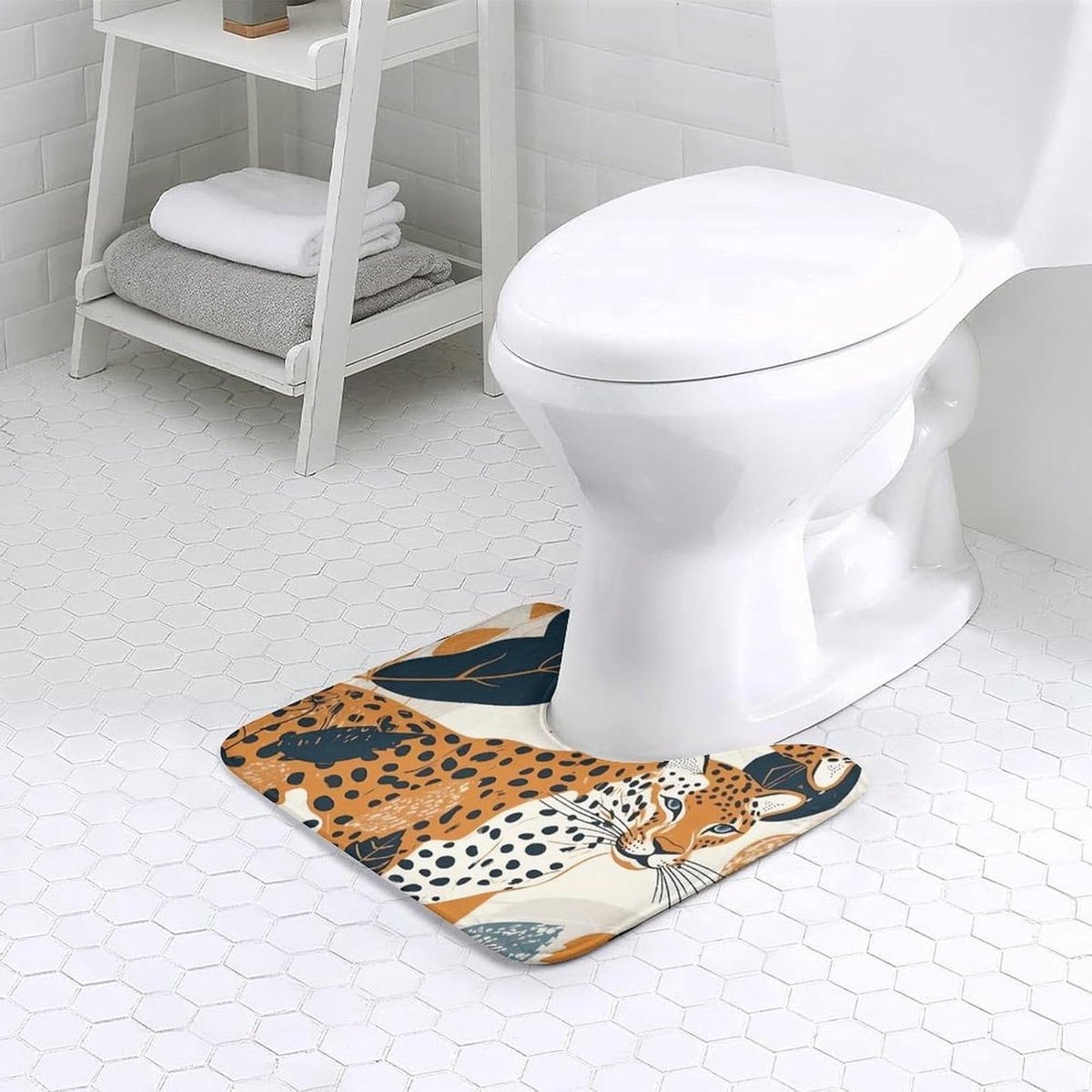 U-vormige vloermat - Badmat toilet - Badkamer comfort - Snel absorberend - 41 x 51 cm - St