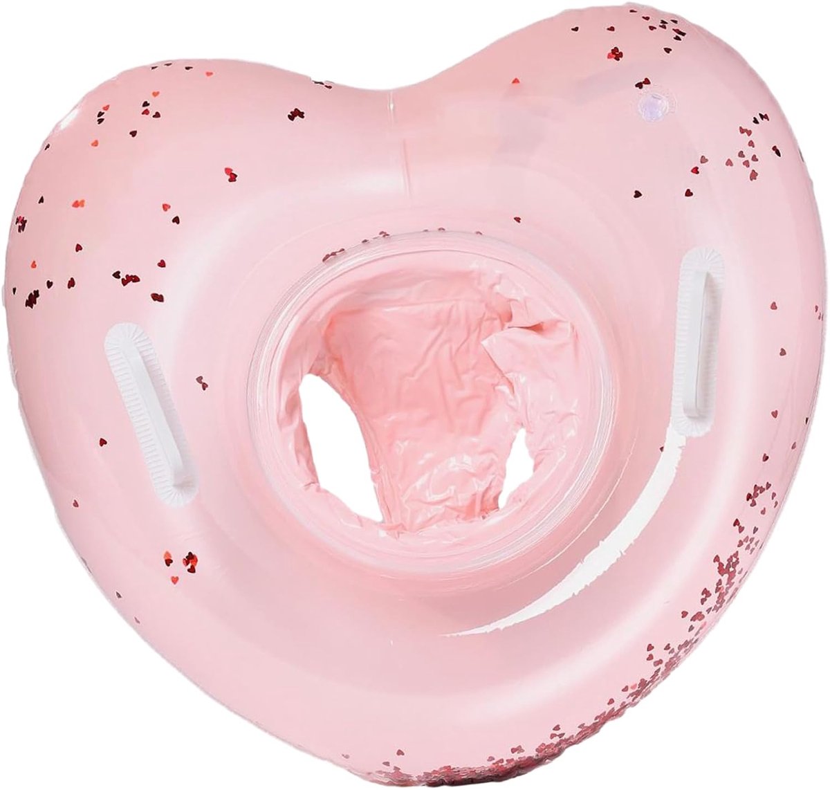 Opblaasbare zwemring - Baby zwemhulp - Veilig zwemmen - Hartvorm met handgrepen - 62 cm buitendiameter - Roze – foto 4