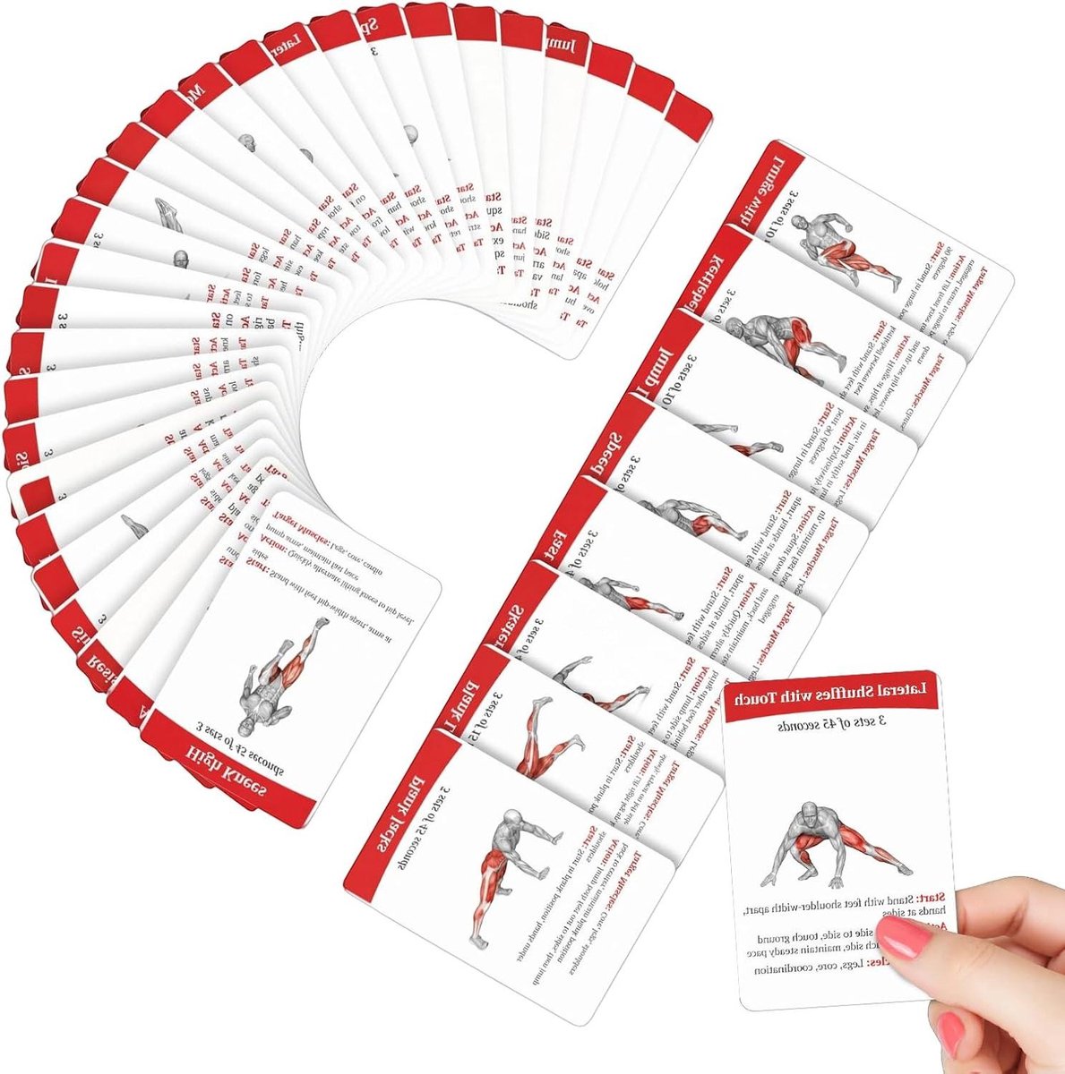 Trainingskaarten Set - Fitness Gids - Kracht Verbeteren - 36 HD Foto's - 36 Stuks - Kleuren