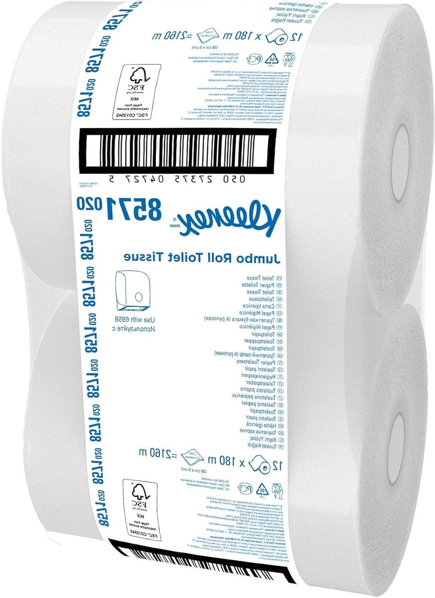 Toiletpapier Rollen - Zacht Papier - Hygiënisch Werken - Wateroplosbaar Ontwerp - 2160 Meter Totaal - Wit