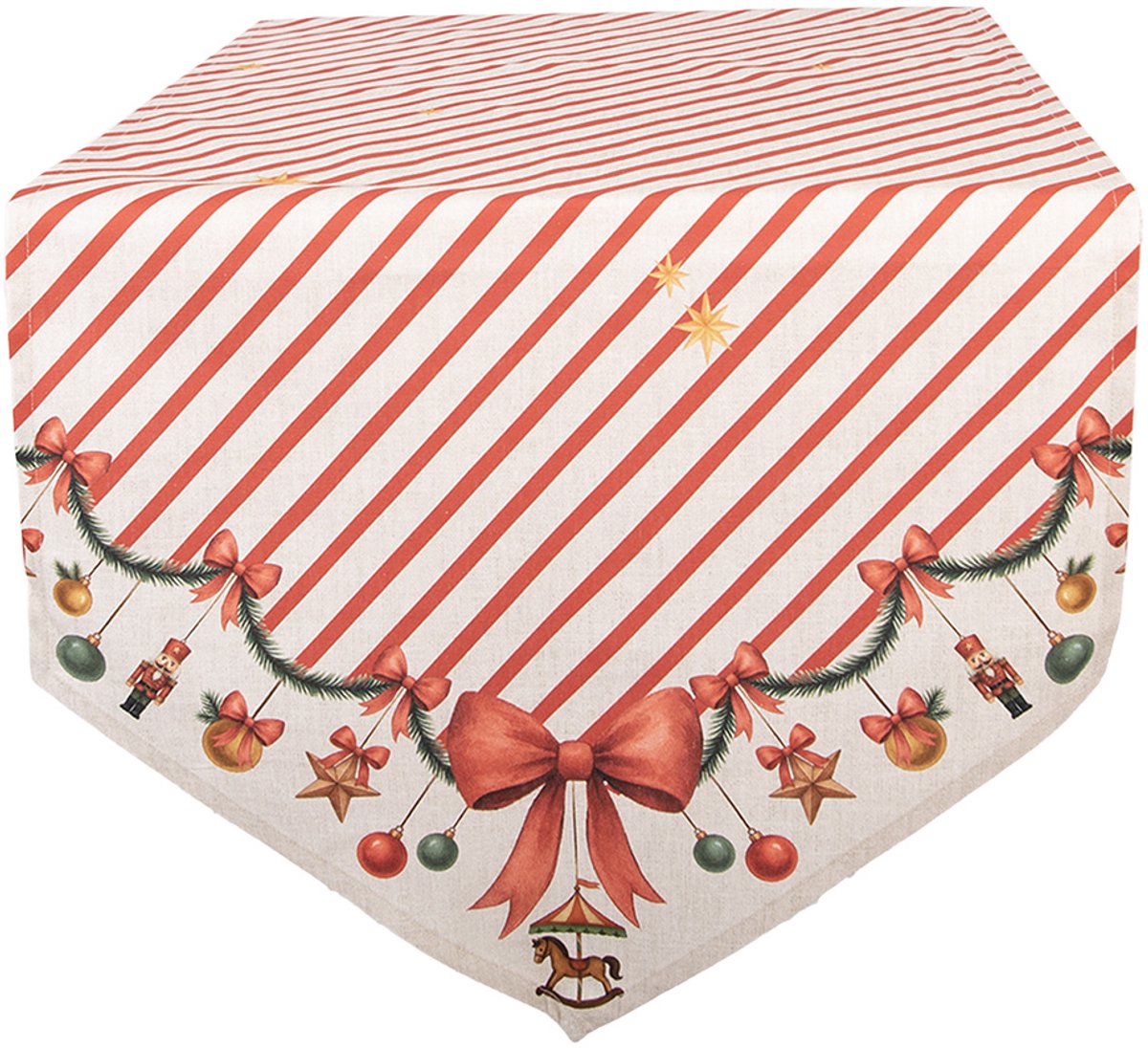 Clayre & Eef Tafelloper 50x160 cm Beige Katoen