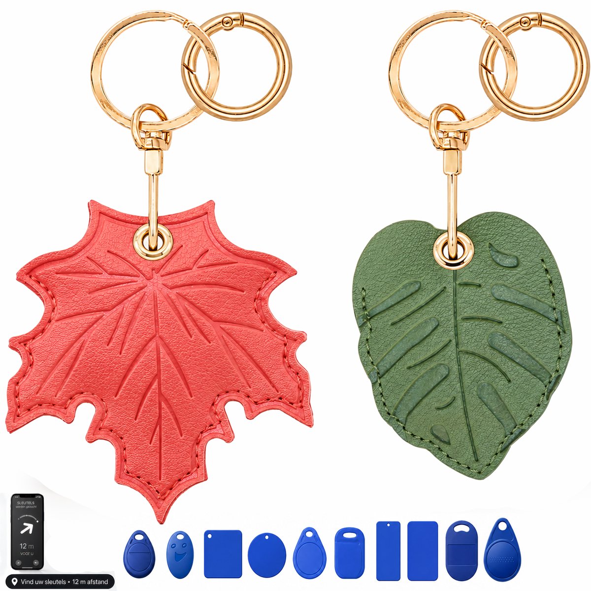 2-Delig AirTag Sleutelhanger - Apple Air Tag 2 Keychain & Houder - Ronde Karabijnhaak Sleutelhouder - Sleuteletui - Auto Sleutel Hanger - Case Geschikt voor Android, Samsung Tracker - Kat, Hond, Kind, Koffer, Fiets GPS Smarttag 2 Hoesje